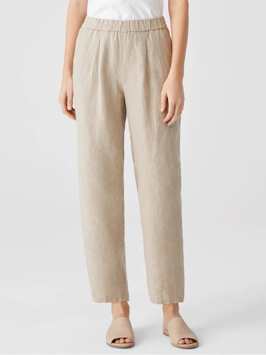 Eileen Fisher Pants - EILEEN FISHER Organic Linen Lantern Pants Petite Medium Natural Pull-On EUC